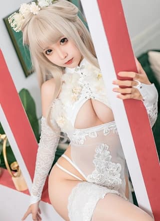 Cosplay 蠢沫沫 Chunmomo 沫沫真爱版 歪萌白旗袍