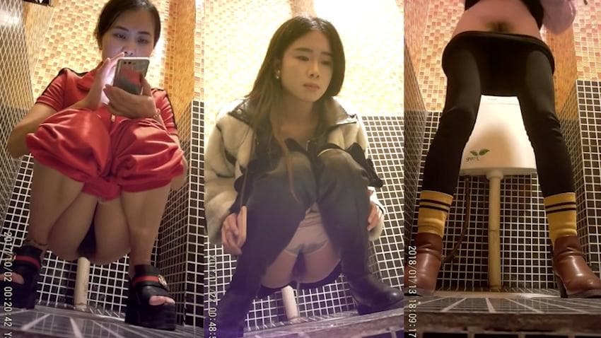 私人会所酒吧公共卫生间拍摄到的漂亮美女如厕嘘嘘
