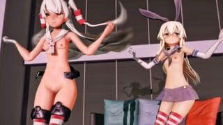 岛风天津风城双人热舞互相缠绕 [MMD]