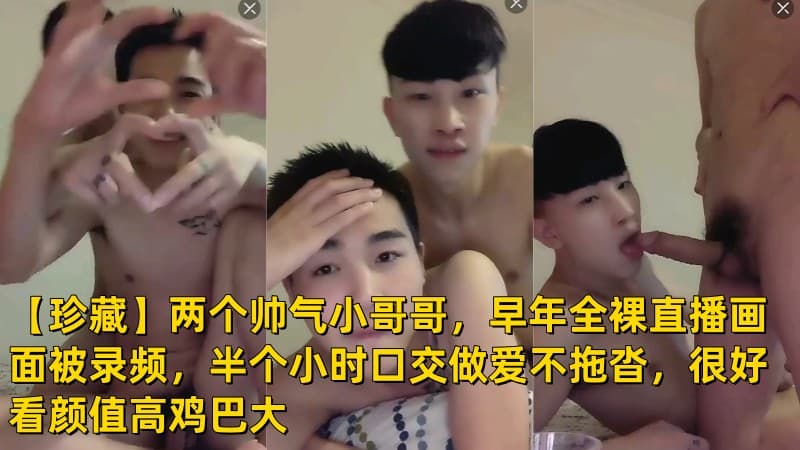 【珍藏】两个帅气小哥早年全裸直播画面录频，半个小时口交做爱不拖沓，很好看颜值高鸡巴大